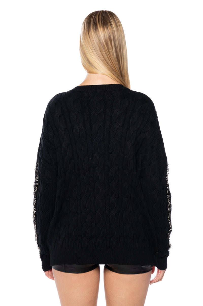 HIS LOSS SAFETY PIN DETAIL SWEATER