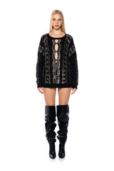 HIS LOSS SAFETY PIN DETAIL SWEATER