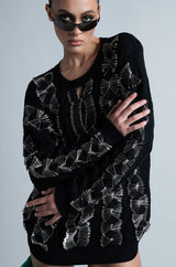 HIS LOSS SAFETY PIN DETAIL SWEATER