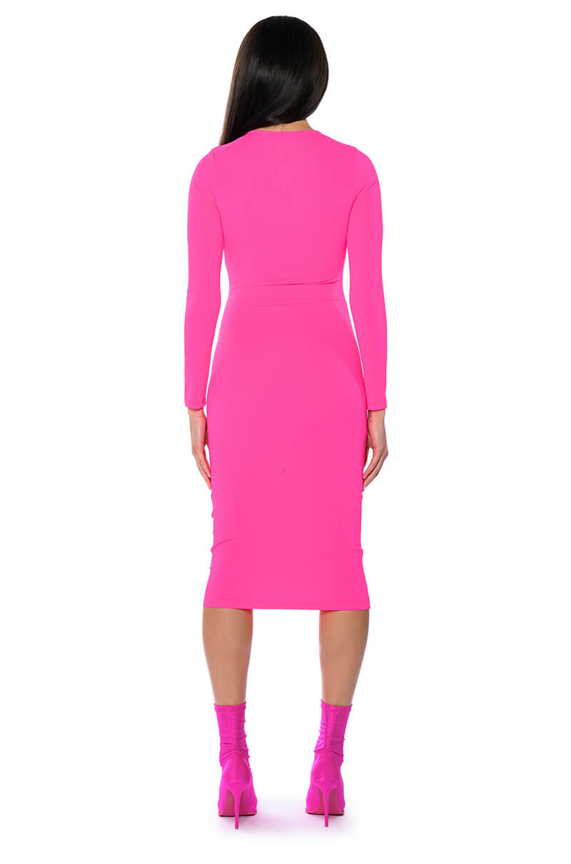 HOLD ON BODYCON LONG SLEEVE MIDI DRESS