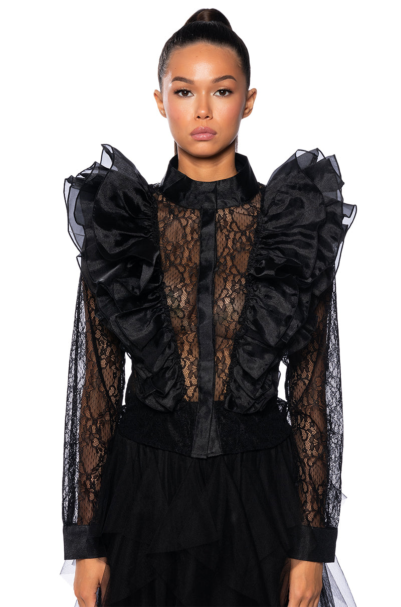 HOLLY LACE RUFFLED DETAIL BLOUSE