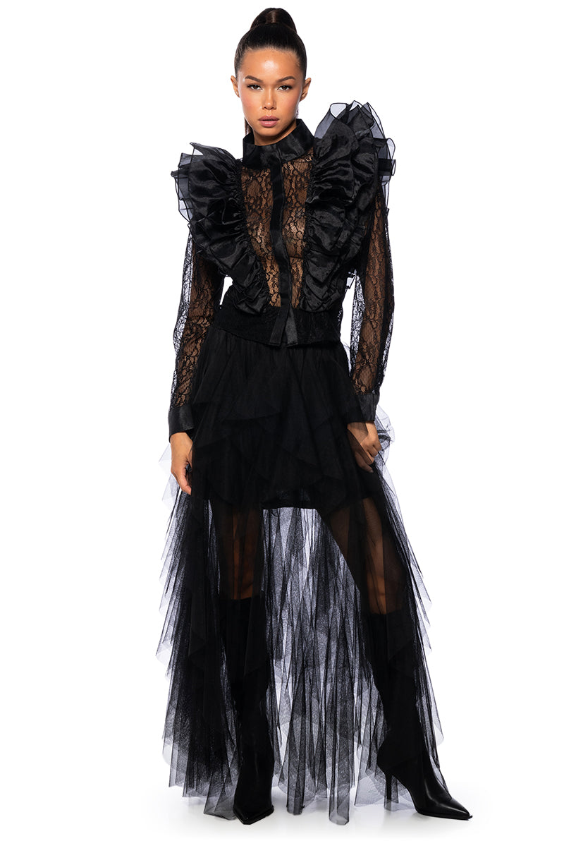 HOLLY LACE RUFFLED DETAIL BLOUSE