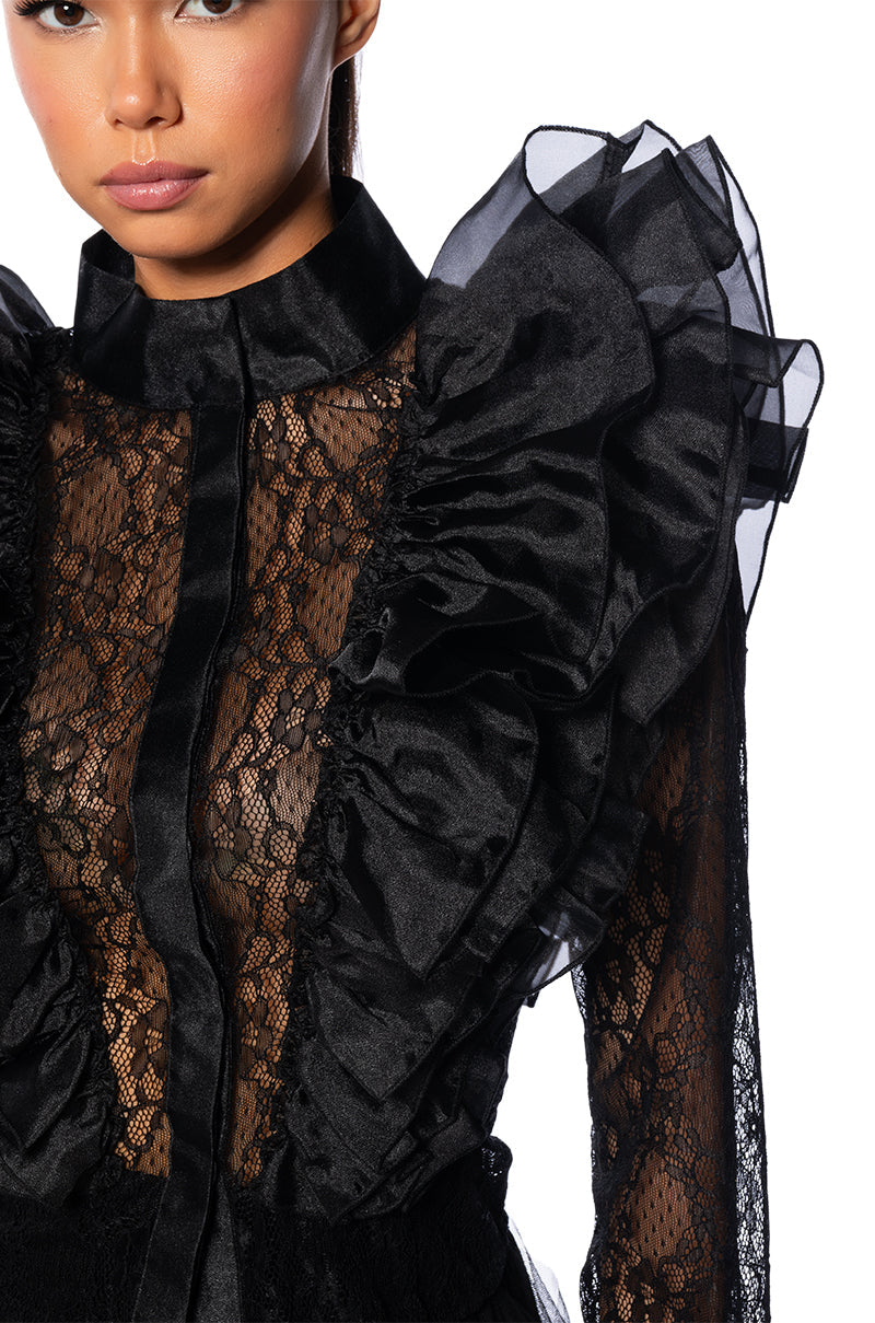 HOLLY LACE RUFFLED DETAIL BLOUSE