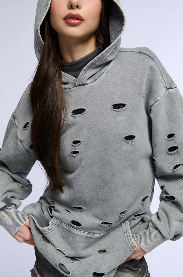HOLY MOLY DISTRESSED SWEATSHIRT DRESS