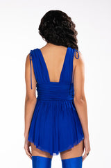 HONEY BEAN SLEEVELESS RUCHED MINI DRESS