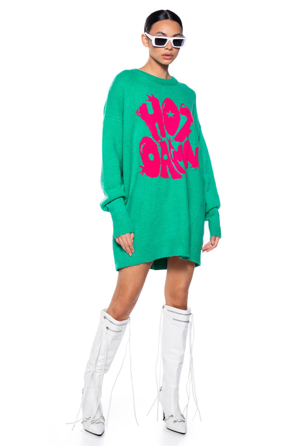 HOT DAMN LONG SLEEVE SWEATER DRESS