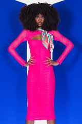 HOT GIRL RUCHED MIDI DRESS