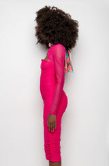 HOT GIRL RUCHED MIDI DRESS