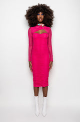 HOT GIRL RUCHED MIDI DRESS