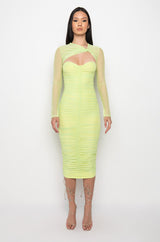 HOT GIRL RUCHED MIDI DRESS