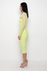 HOT GIRL RUCHED MIDI DRESS