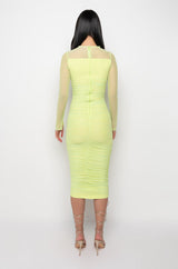 HOT GIRL RUCHED MIDI DRESS