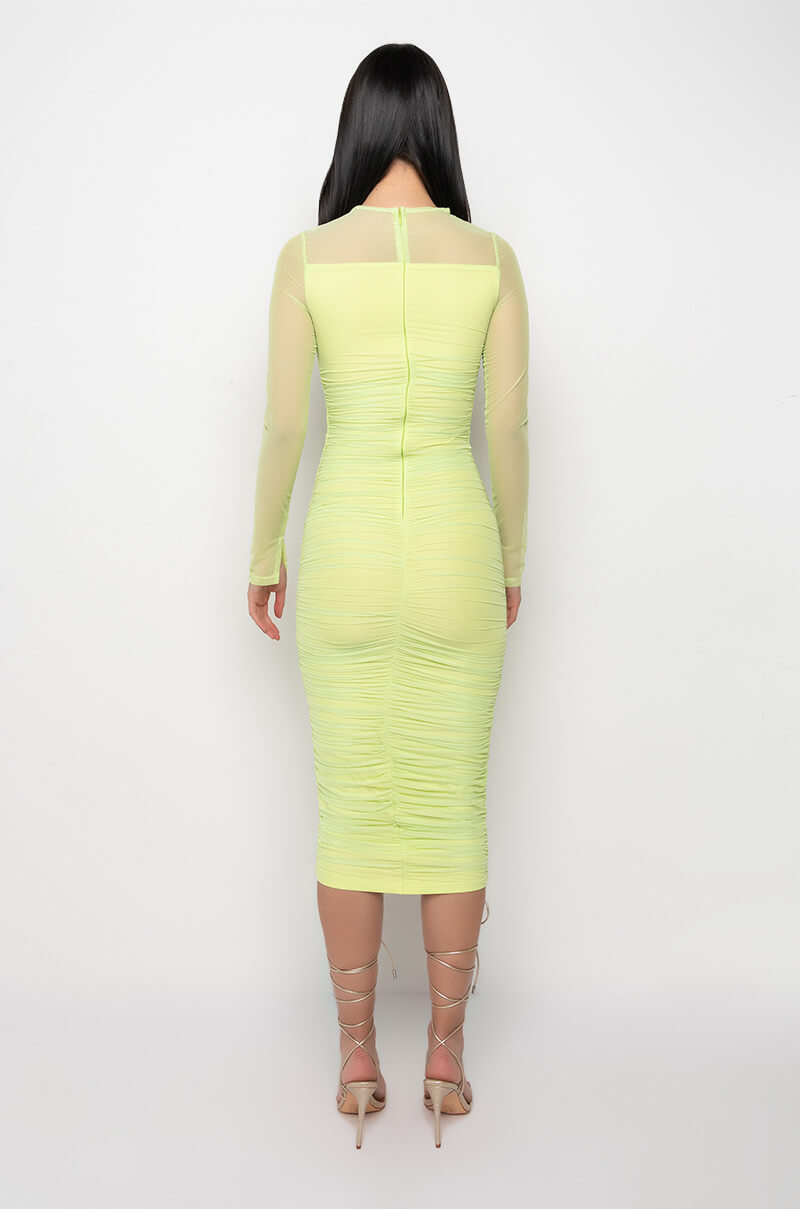 HOT GIRL RUCHED MIDI DRESS