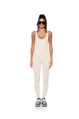 HOT GIRL WALK SLEEVELESS CATSUIT IN CREAM
