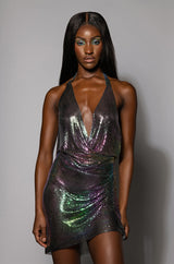 HOTNESS IRIDESCENT CHAINMAIL MINI DRESS