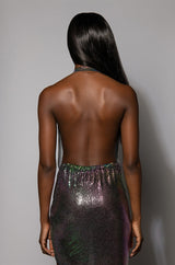 HOTNESS IRIDESCENT CHAINMAIL MINI DRESS