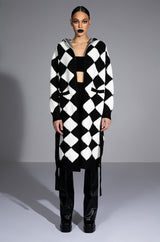 HOUSE OF CARDS HOODED BELTED CARDIGAN