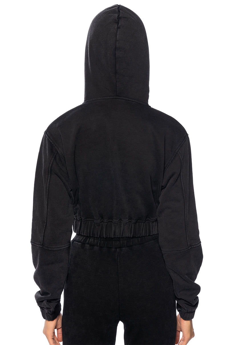 HURRICANE HALF ZIP CROPPED HOODIE