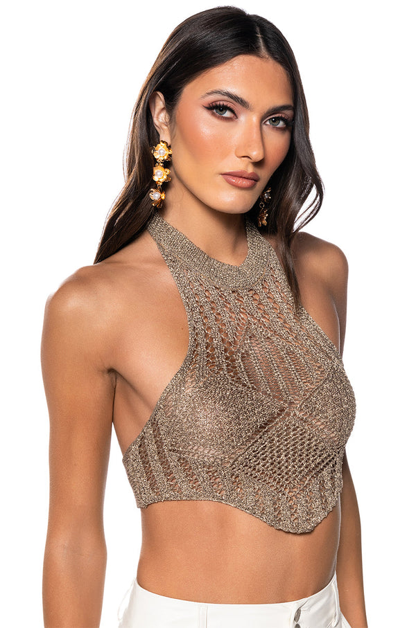HURRY UP CROCHET HALTER TOP