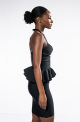 HUSTLER RUFFLE DETAIL BANDAGE MINI DRESS