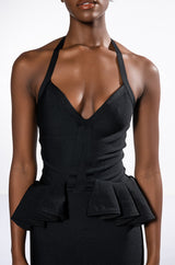 HUSTLER RUFFLE DETAIL BANDAGE MINI DRESS