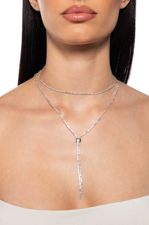 I AM EVERYTHING SLIDE LONG NECKLACE IN SILVER