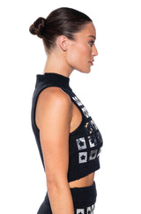 I AM HER EMBELLISHED CROPPED SWEATER