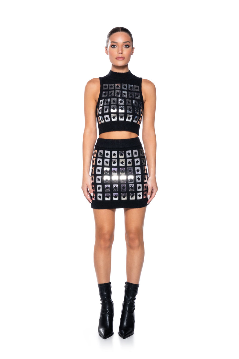 I AM HER EMBELLISHED CROPPED SWEATER