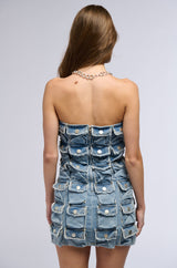 I GOT WHAT YOU NEED POCKET DENIM MINI DRESS