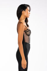 I LIKE THE WAY U MOVE RHINESTONE MESH SLEEVELESS BODYSUIT