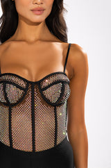 I LIKE THE WAY U MOVE RHINESTONE MESH SLEEVELESS BODYSUIT