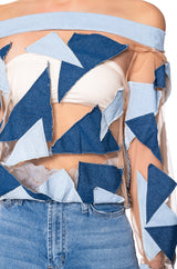 I SPY DENIM PATCHWORK OVERSIZED SHIRT