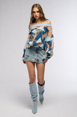 I SPY DENIM PATCHWORK OVERSIZED SHIRT