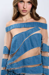I SPY DENIM PATCHWORK OVERSIZED SHIRT