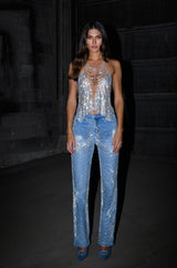 ICE QUEEN RHINESTONE HALTER TOP