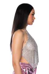 ICE QUEEN RHINESTONE HALTER TOP