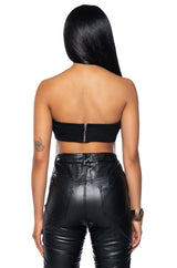 MATERIAL GIRL METALLIC FRINGE BUSTIER TOP