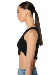 THE MEDUSA CROP RHINESTONE DETAIL TANK