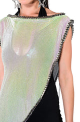 ICY SHORT SLEEVE ASYMMETRICAL CHAINMAIL BLOUSE
