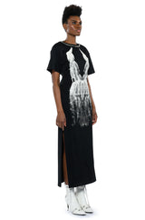 ILLUSIONS STUD DETAIL GRAPHIC MAXI DRESS