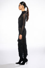 ILLUSIONS LONG SLEEVE MESH MIDI DRESS