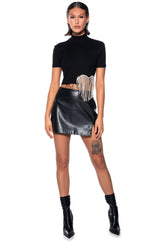 ILYSM RHINESTONE MOCK NECK SHORT SLEEVE TEE