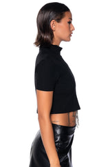 ILYSM RHINESTONE MOCK NECK SHORT SLEEVE TEE