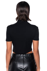 ILYSM RHINESTONE MOCK NECK SHORT SLEEVE TEE