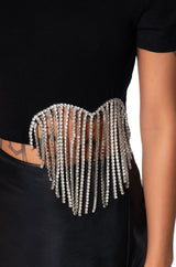 ILYSM RHINESTONE MOCK NECK SHORT SLEEVE TEE
