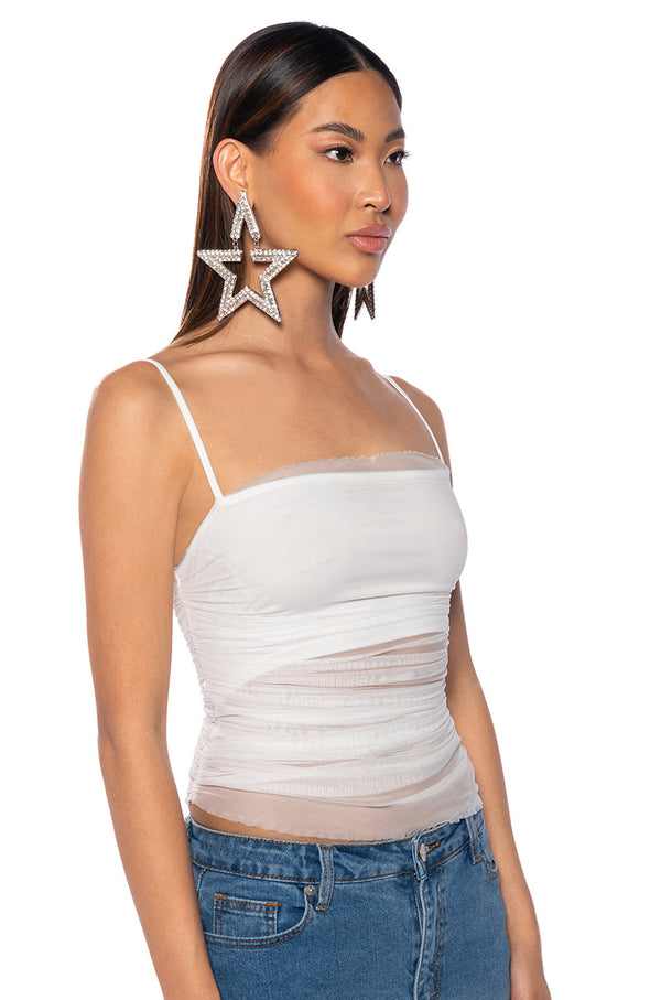 IMOGEN SQUARE NECK MESH TANK TOP