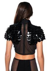 IN BLOOM FAUX LEATHER SHORT SLEEVE TOP