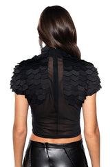 IN BLOOM SCALE DETAIL TEXTURED SHORT SLEEVE TOP