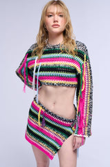 IN MY ELEMENT CROCHET OFF THE SHOULDER KNIT TOP