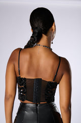 IN THE GARDEN VELVET BRALETTE TOP IN BLACK